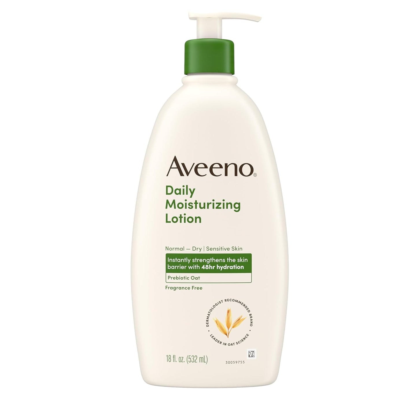 Daily Moisturizing Body Lotion, Body Lotion for Dry Skin with Prebiotic Oat, Paraben Free, Fragrance Free, Non-Greasy, Non-Comedogenic Moisturizer, 18 FL OZ