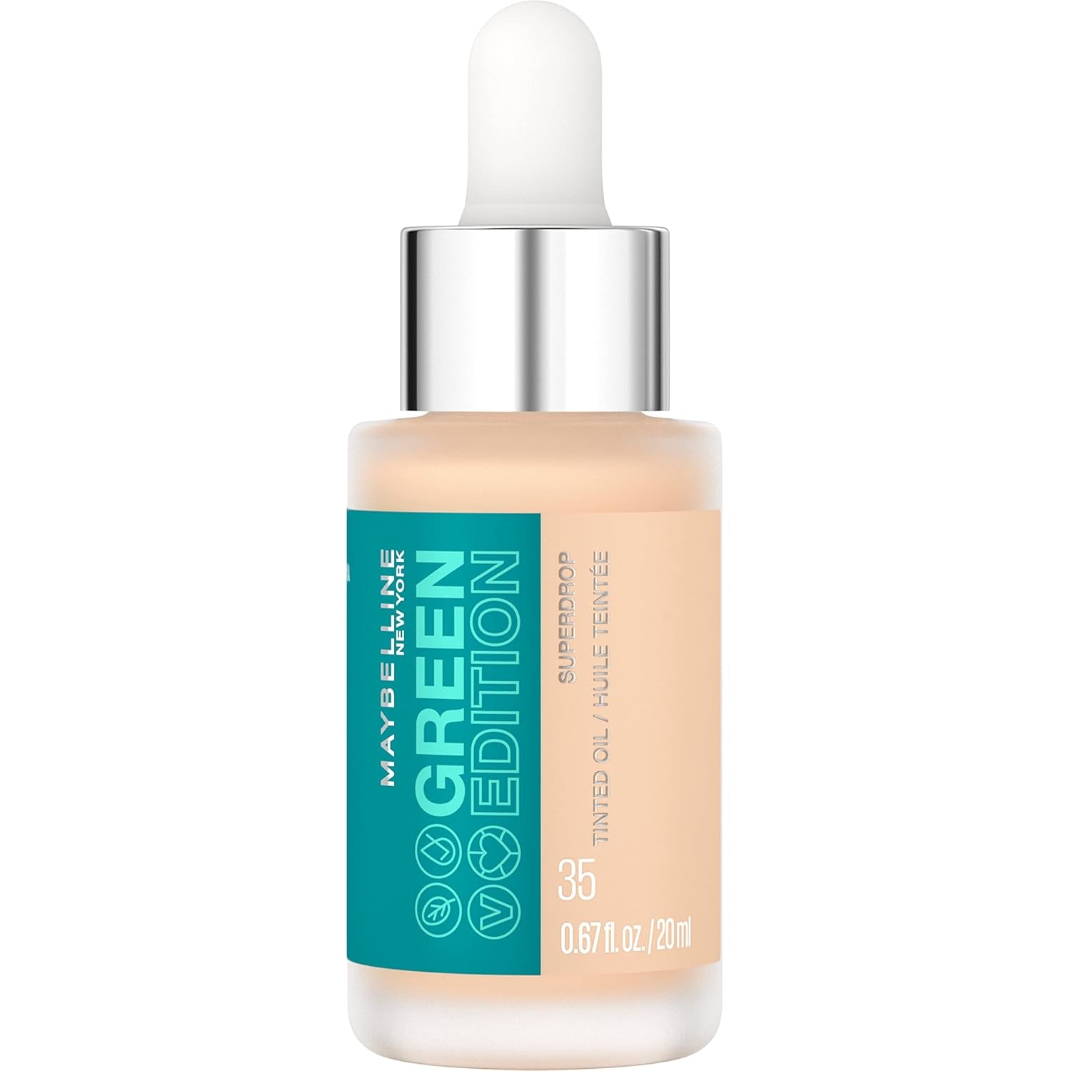 Green Edition Superdrop Tinted Oil Base Makeup, Adjustable Natural Coverage Foundation Formulated with Jojoba & Marula Oil, 35, 1 Count